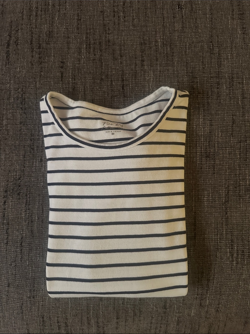 J. Crew Navy and White Fine Rib Tee